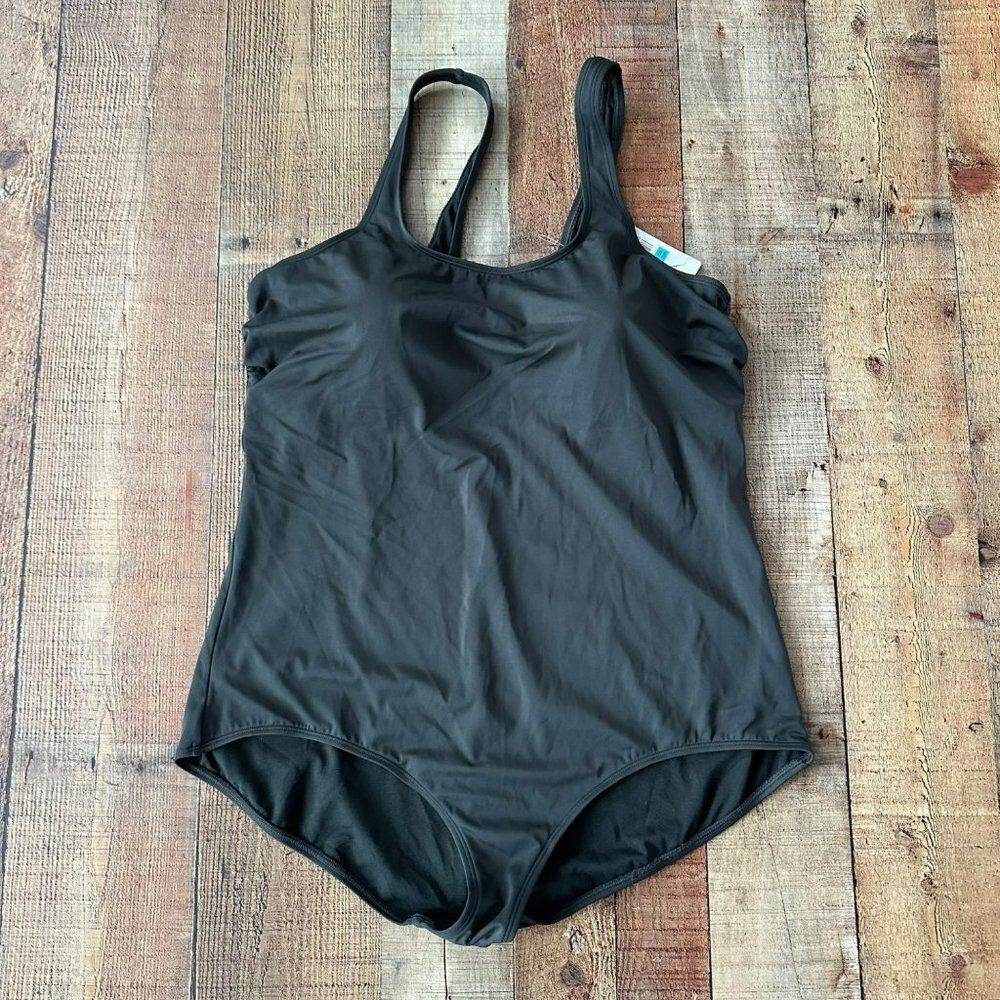 Delimira Swim One Piece Bathing Suit in Gray Plus Size 22W